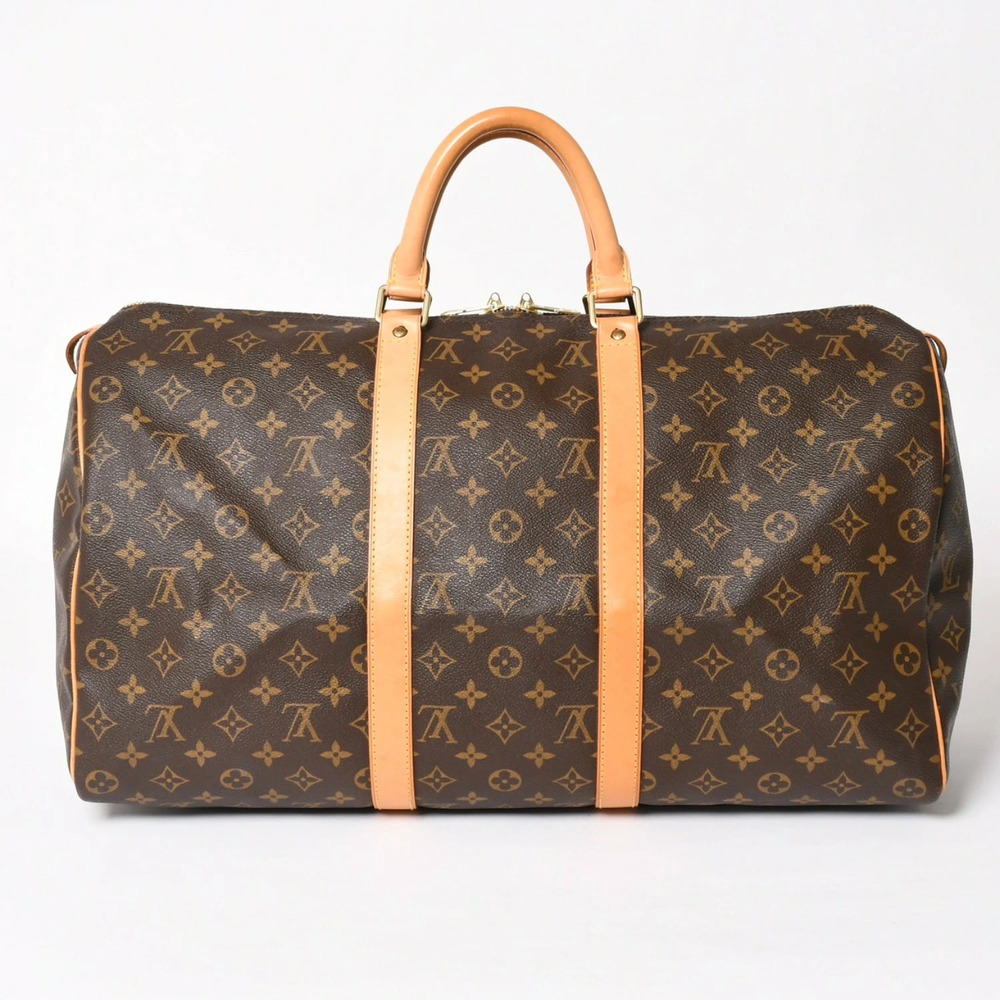 LOUIS VUITTON Keepall Boston Bag Leather Monogram